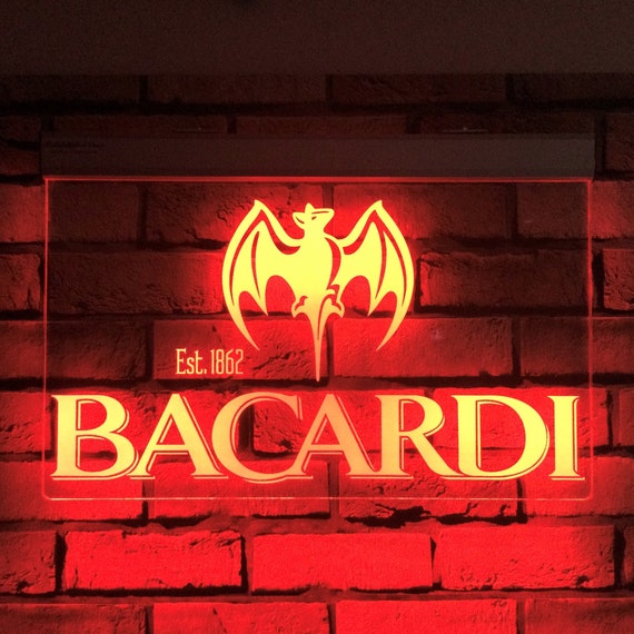 Bacardi Rum LED Sign, RGB Remote Control, Personalized Bar Decor