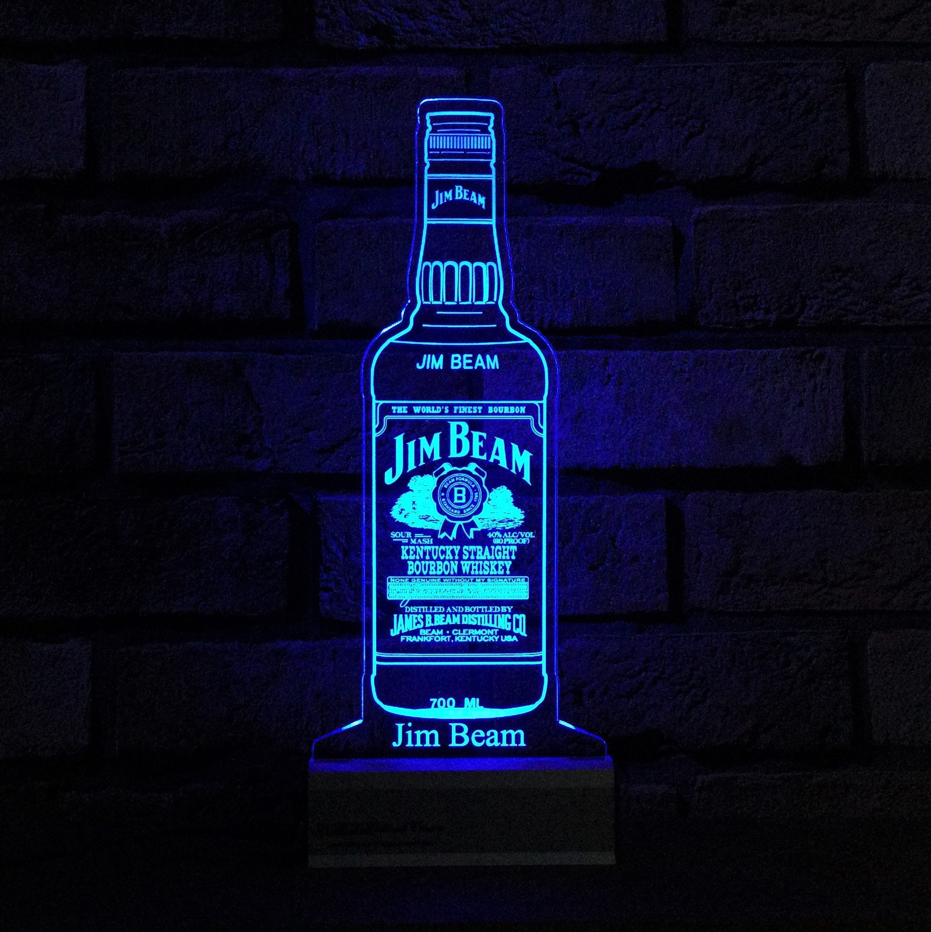ジムビームJIMBEAMオブジェ　照明　ライト Jim Beam Bottle LED Sign, Free Shipping, Personlised , Made in