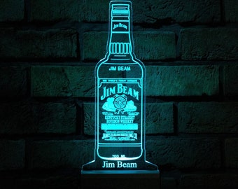 Jim Beam Bottle LED Sign, Free Shipping, Personlised , Made in