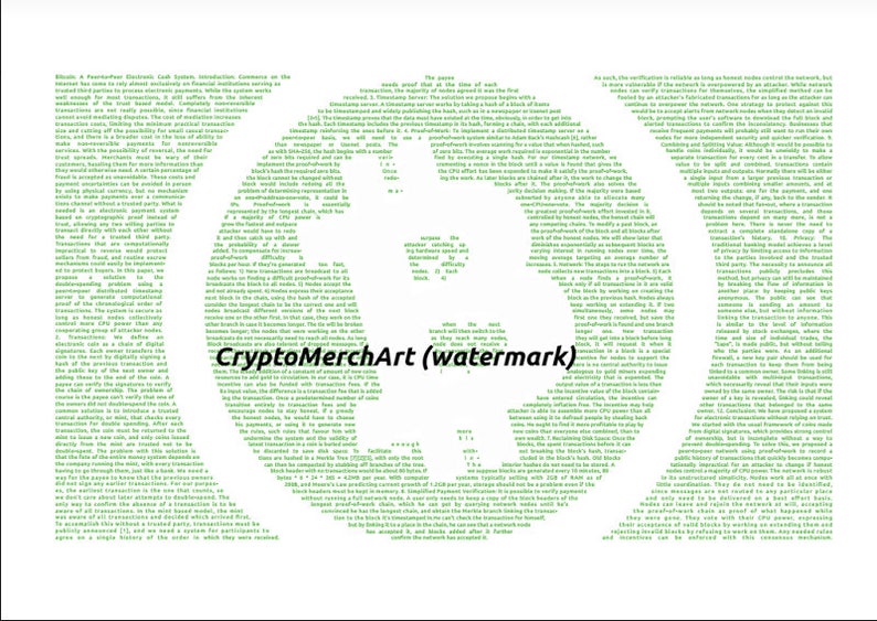 Bitcoin Cash Whitepaper Poster Green Digital - 
