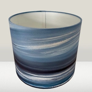 Handmade &#39;Night&#39;s Grey Berneray&#39; Painting Lampshade