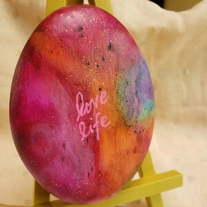 Hand-painted rock, tie-dyed effect