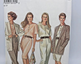 Wykrój do szycia Vintage New Look 6105 Rozmiar 8-18 Kurtka damska Spodnie Bluzka Spódnica