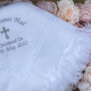 Personalised Baby Shawl Blanket Christening Baptism Naming Day Embroidered Gift image 2