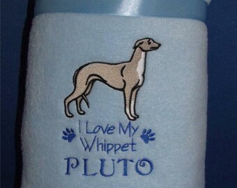 Personalised Whippet Blanket dog puppy Embroidered Name Ideal For Bed Crate Gift puppy