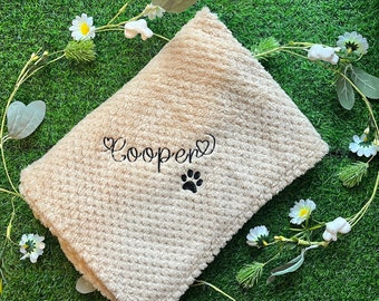 Personalised Pet Blanket Dog Puppy Cat Kitten Embroidered Heart Name Gift
