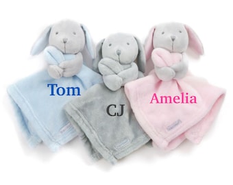 Personalised Bunny Rabbit Comforter Blanket Toy Easter Gift Newborn Embroidered