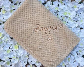 Personalised Baby Blanket Teddy bear newborn gift baby shower embroidered name