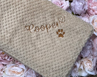 Personalised Dog Cat Blanket Pet Gift Embroidered Heart Name Gift
