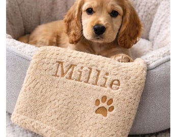 Personalised Dog/Puppy Cat Blanket pet gift embroidered  name Gift Soft Waffle