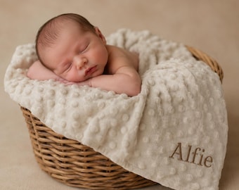 Personalised Baby Blanket Embroidered Name Bubble Newborn Gift
