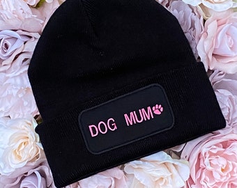 Personalised Dog mum dog dad beanie hat gift