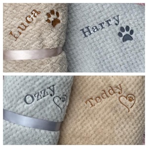 Personalised Embroidered Dog Pet Blanket Name Bed Crate Gift Puppy