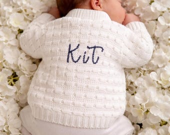 Personalised baby cardigan embroidered name baby shower new baby gift