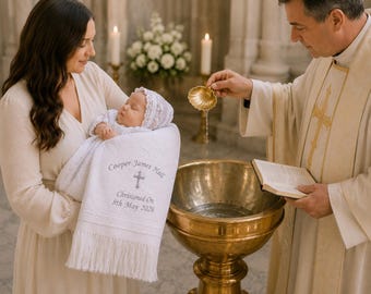 Personalised baby shawl blanket christening baptism naming ceremony gift