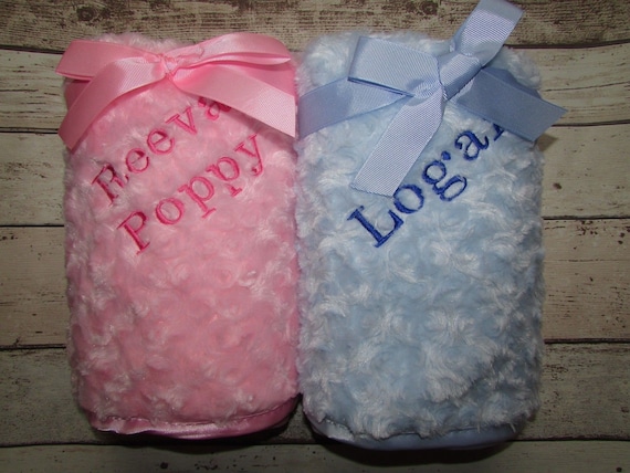 Personalised Luxury Baby Blanket Soft Fluffy Embroidered Newborn Christening