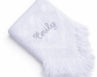 Personalised Baby Shawl Wrap Blanket shower newborn gift embroidered name