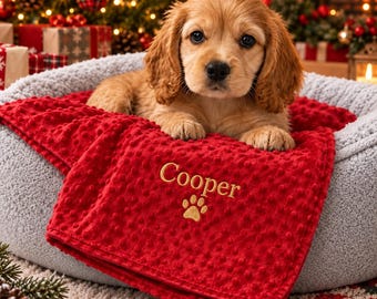 Personalised pet christmas blanket dog cat embroidered gift