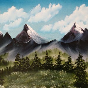 Original oil painting, landscape oil painting, oil painting mountains, oil painting Sierra, oil painting snow capped mountains, Montana