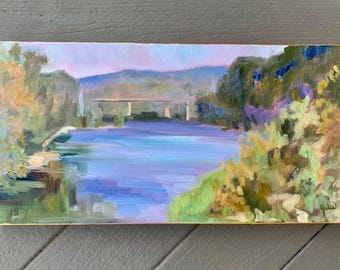 Original oil painting- Plein Air at Percival’s Island, Lynchburg Virginia, James River, Blackwater Creek