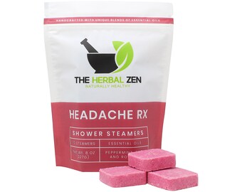 Headache Rx Shower Steamers with Essential Oils | Headache Relief Shower Bombs | Aromatherapy Shower Melt | Shower Fizzies  Stocking stuffer