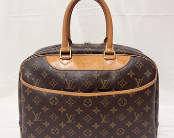 Auth Louis Vuitton Deauville Monogram Handbag PVC and Leather M47270 Used