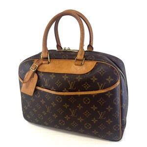 Auth Louis Vuitton Deauville Monogram Handbag PVC Leather M47270 Used