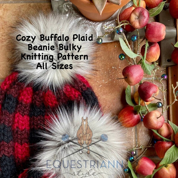 Cozy Buffalo Plaid Beanie Knitting Pattern Baby to Adult / Advanced Beginner Pattern