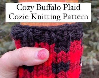 Cozy Buffalo Plaid Cozie / Adv Beginner Friendly Pattern / Cup Cozy Pattern