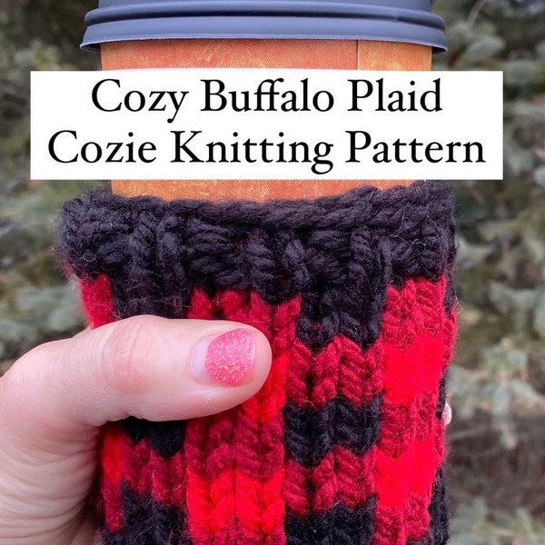 Cozy Buffalo Plaid Cozie /  Adv Beginner Friendly Pattern / Cup Cozy Pattern
