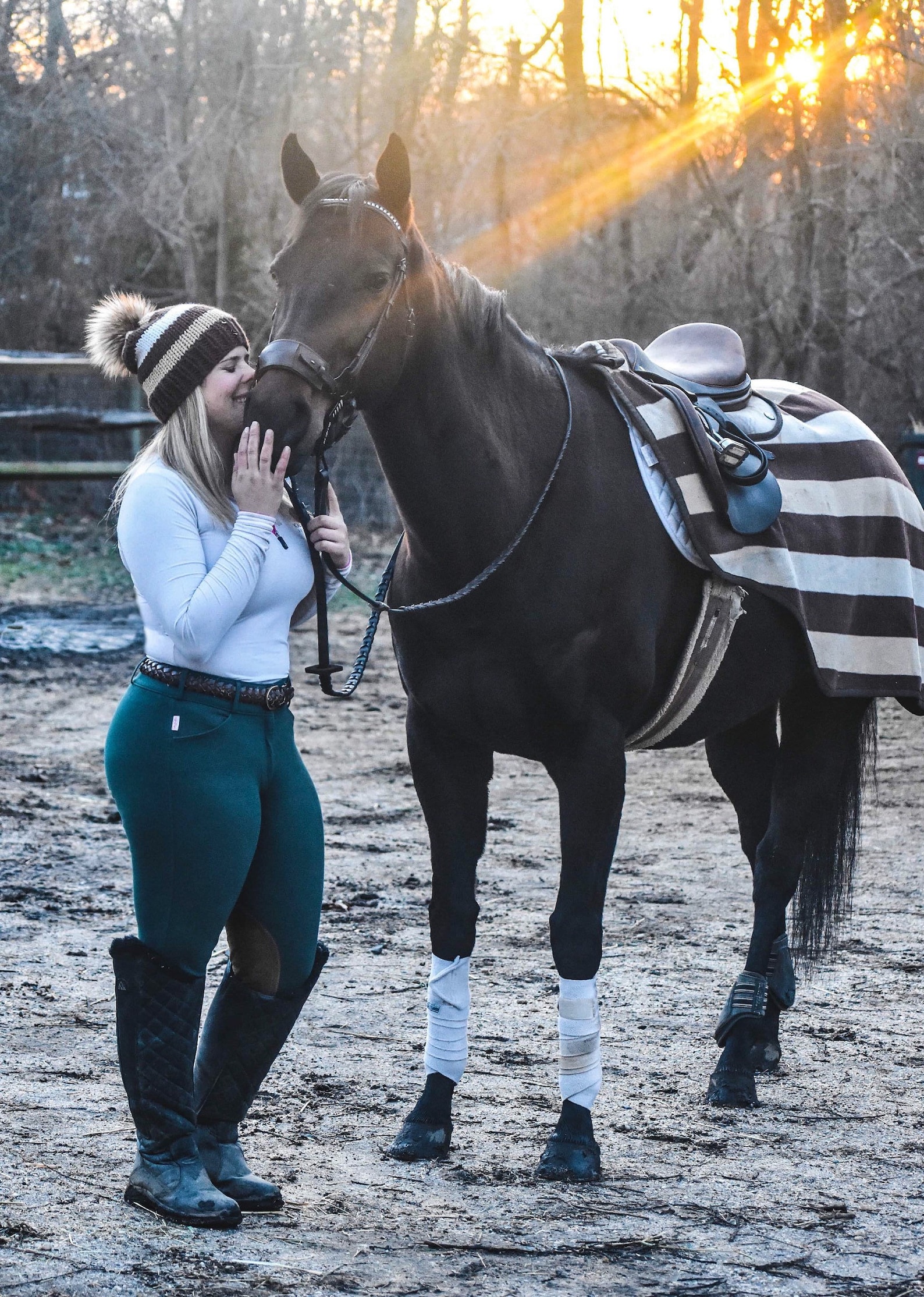 Newmarket Beanie Brown Stripe Knit Equestrian Beanie Winter Etsy UK