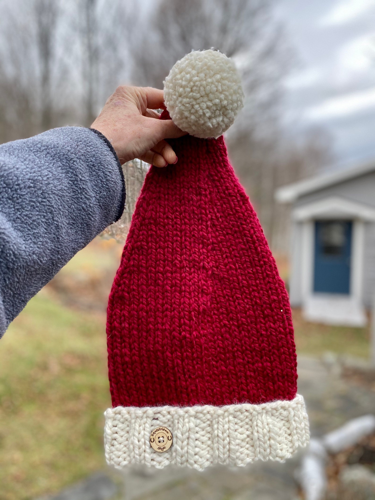 Knit Santa Hat Beanie Adult / Christmas Beanie Etsy Christmas Beanie