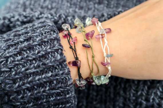 Pulsera o tobillera de cáñamo Crystal Bead Chip elige tus Etsy España