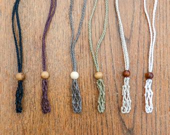 Interchangeable Hemp Macrame Pouches - Crystal Pouch Necklace