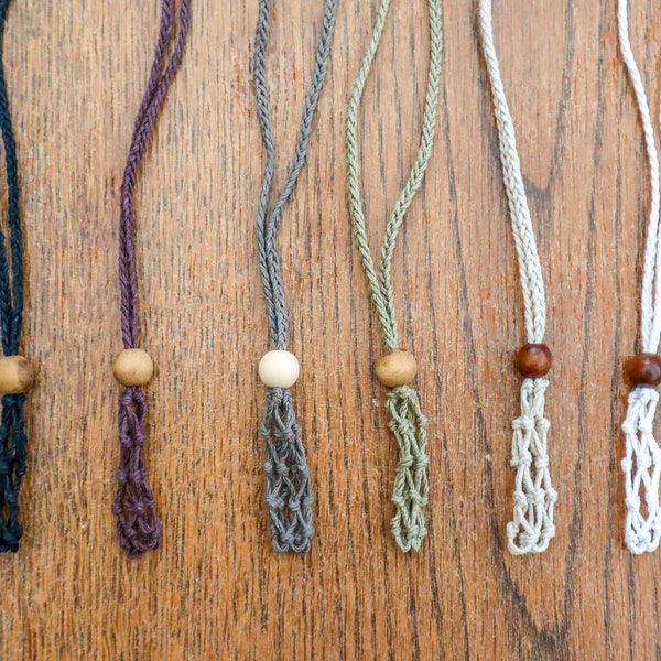 Interchangeable Hemp Macrame Pouches - Crystal Pouch Necklace