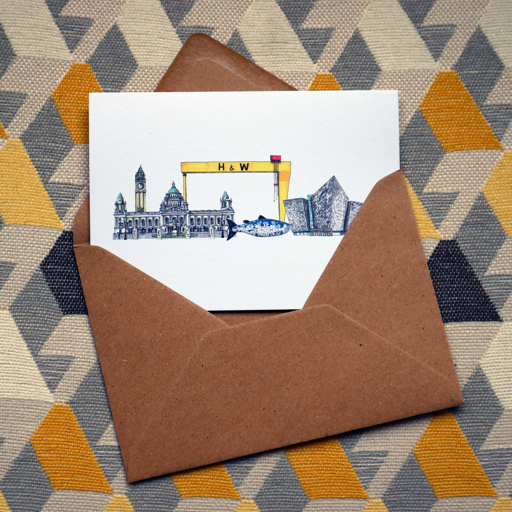 Belfast Skyline Greeting Cards Etsy