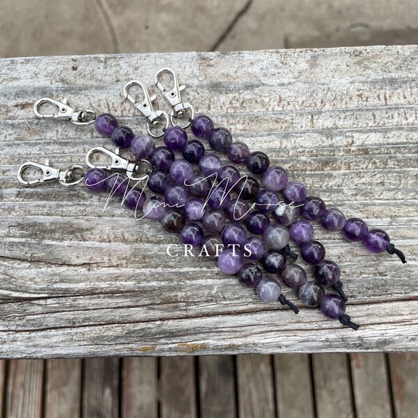 Amethyst Cervical Dilation Beads | Cervical Exam Beads | 1 set | 10cm Beaded Keychain
