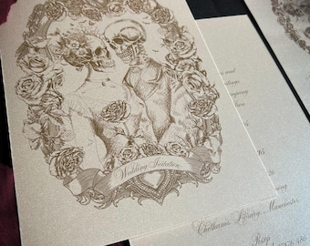 Vintage Gothic Fairytale Skeleton Lovers Wedding Invitation