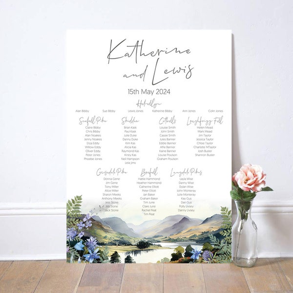 Wildflowers & Mountains Seating/Table Plan