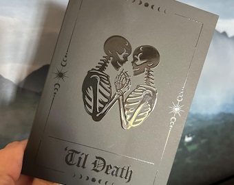 Gothic Til Death Tarot style Greetings Card, Black on black