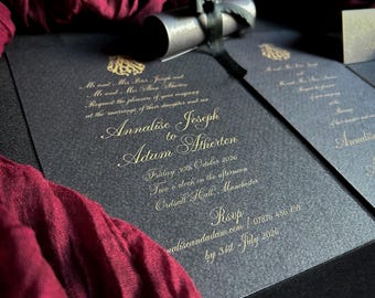 Vintage Gothic Calligraphy Wedding Invitation