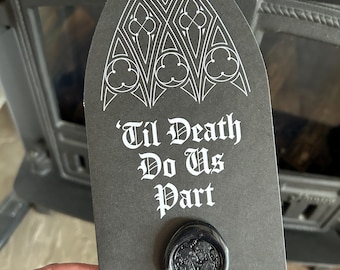 Gothic Arch black greetings card with wax seal