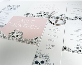 Gothic Flowers & Skulls wedding invitations