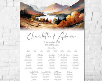 Autumn Lakes and Mountains Seating/Table Plan - Custom cut