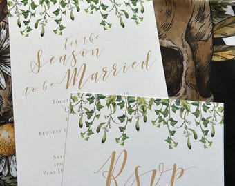 Winter foliage - Ivy & Mistletoe - RSVP cards