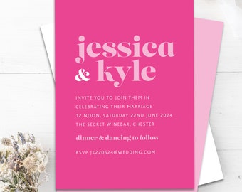 Modern retro typography Wedding Invitations