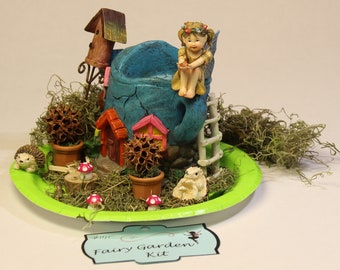 Fairy Miniature Garden Kit-Fairy Garden Accessories-Fairyland-Faerie-Terrarium Kit- Whimsical-Woodland-Wee folk friends-Gnomes