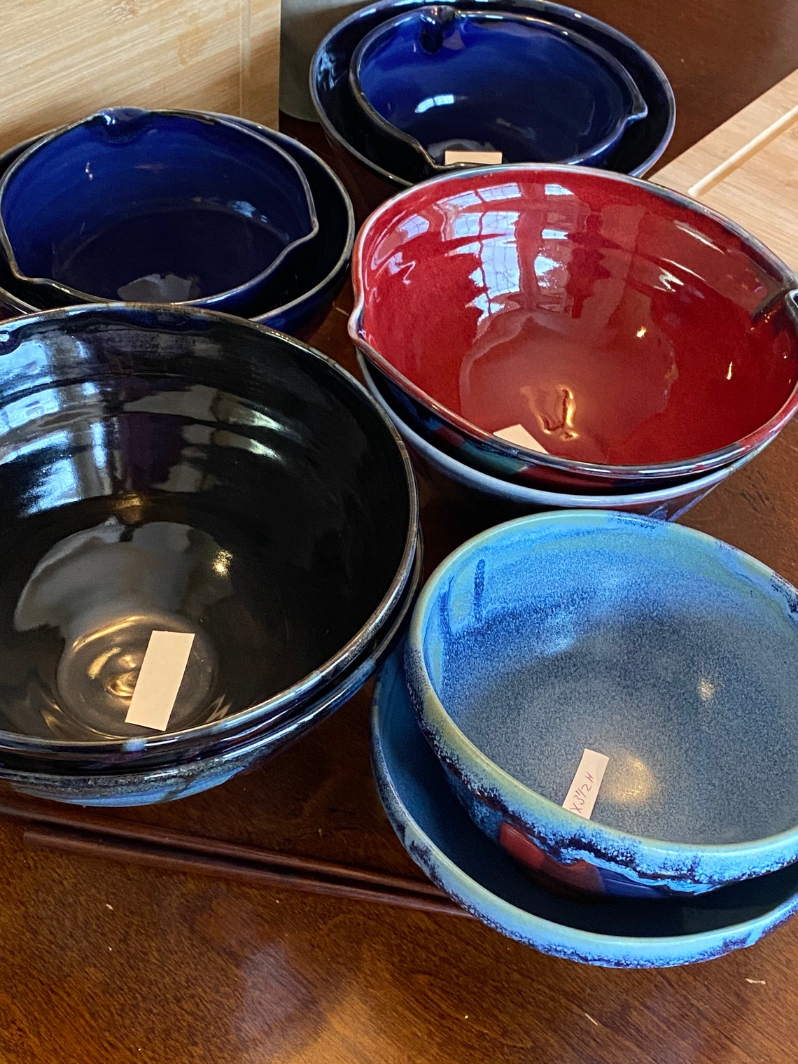 Handmade Ramen Bowl. Red With Multicolored Glazes. 234 Free Etsy UK