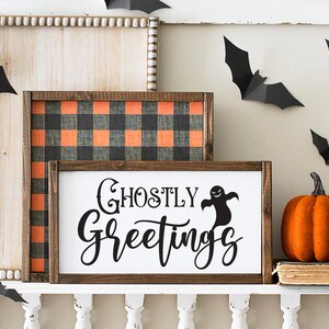 Ghostly Greetings Wood sign, Halloween Wood Sign, Fall Decor, Fall signs, Spooky Season Decorations, Wooden Signs, Halloween Decor