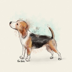 Beagle Painting For Dog Parents Gift For Beagle Lovers Original Wall Art Dog Print For Beagle Lovers  Original Painting For Dog Owners Gift